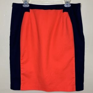 WORTHINGTON Skirt Orange Blue Color Block Exposed Zipper Pencil Color Block 12